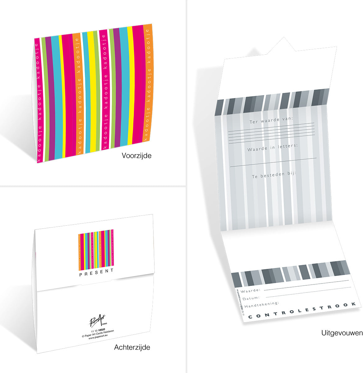 Geschenkgutschein Present - Trendy Stripes 12 Stück