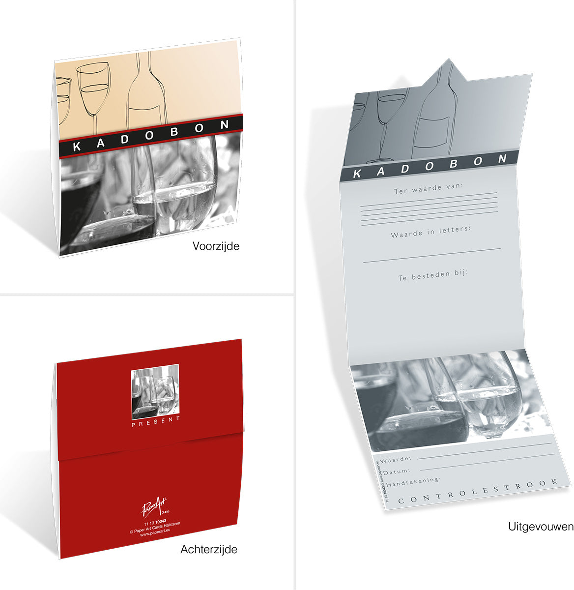 Geschenkgutschein Present - Wine Black & White 12 Stück
