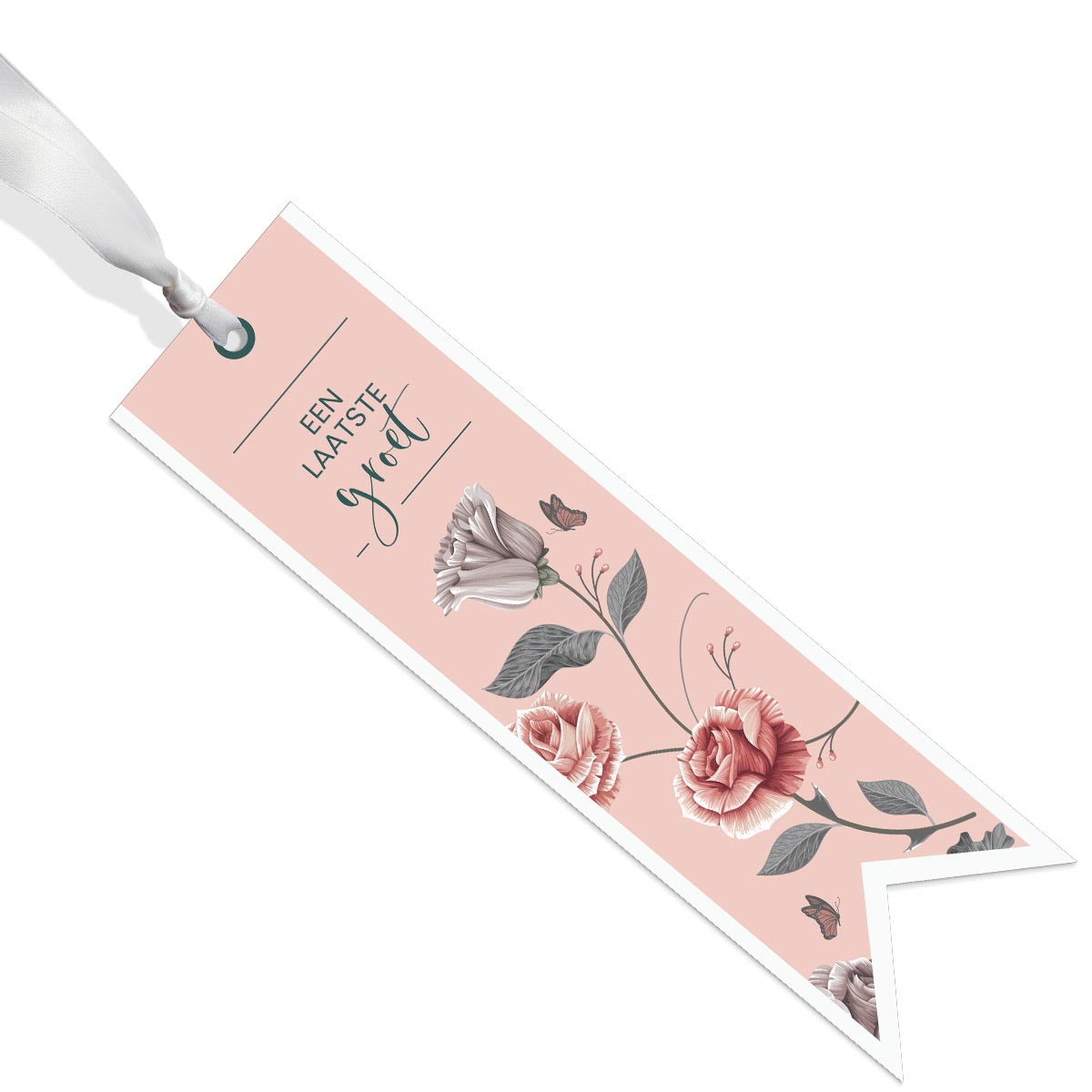 Trauerkarte Kondolenzband Estee - Ein letzter Gruß - Rose und Schmetterlinge 12 Stück