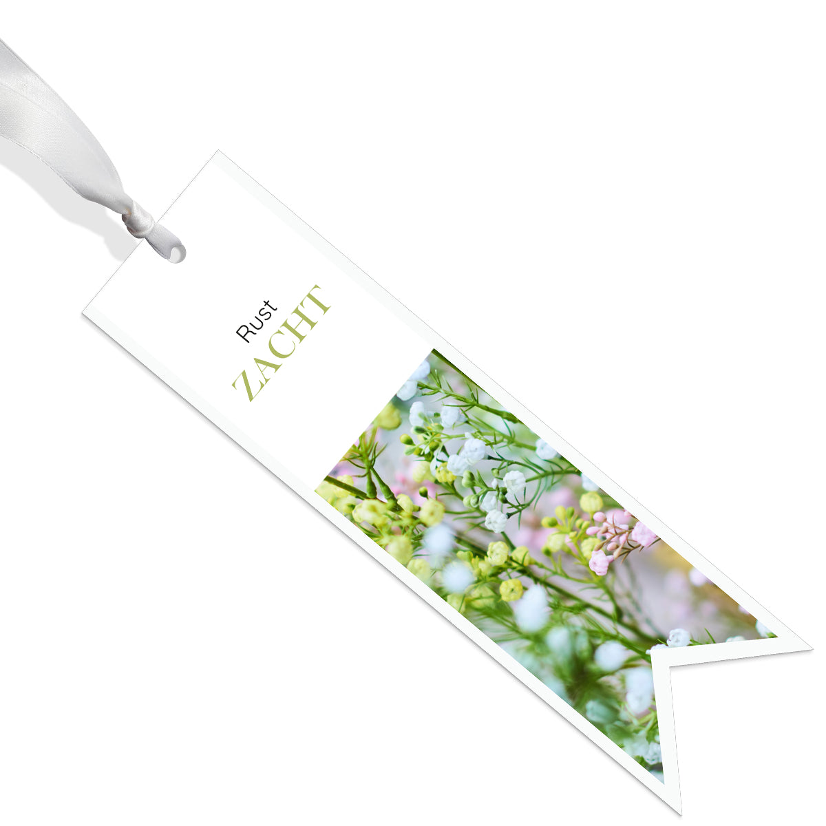 Rouwkaart Yade - Condoleance ribbon - Rust zacht - Pink white yellow gypsophila 12 stuks