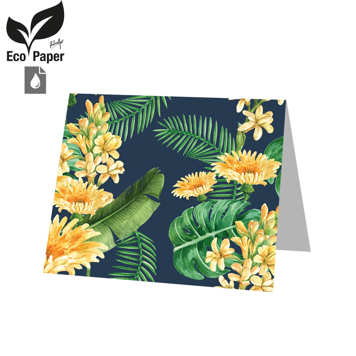 Kadokaart Blanco Yellow Dark Flowers 20 stuks