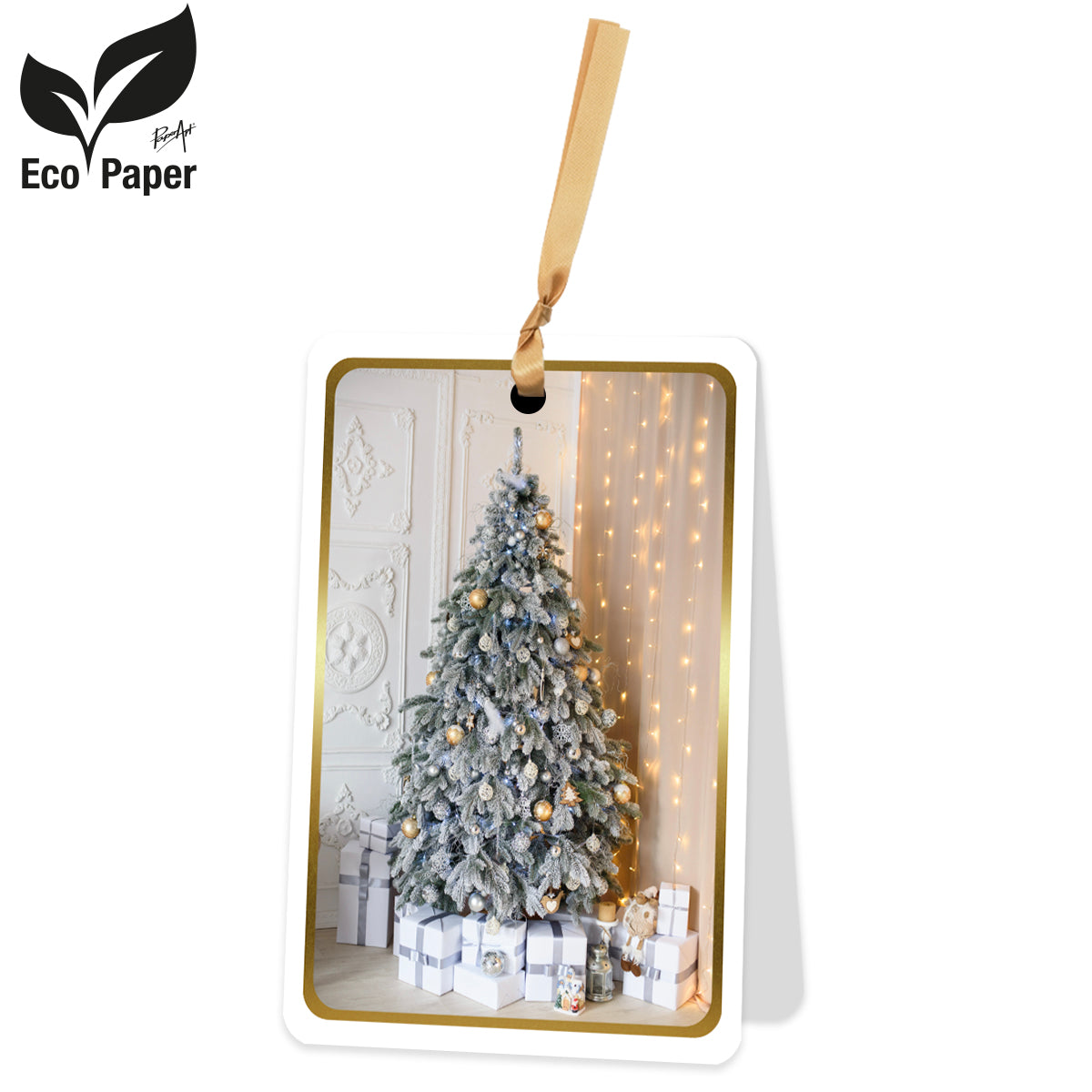 Greeting card Blank Christmas tree & presents 6 pieces