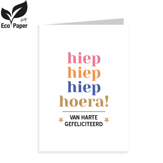 Kadokaart Eco Viva - Hiep hiep hiep hoera  Van harte gefeliciteerd 20 stuks