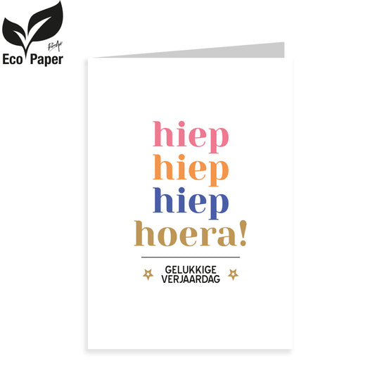 Kadokaart Eco Viva - Hiep hiep hiep hoera  Gelukkige verjaardag 20 stuks