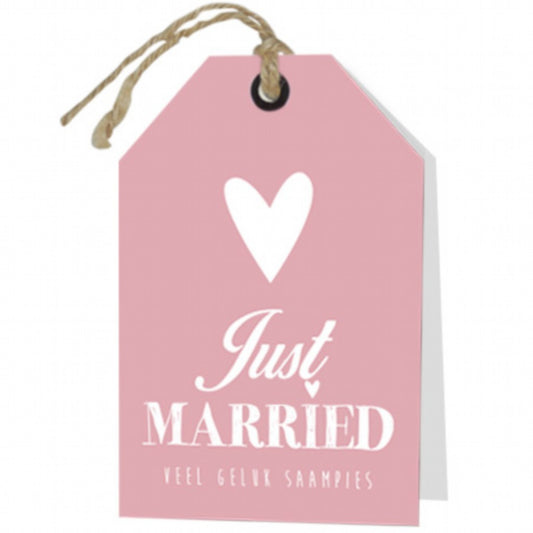 Wenskaart Just married 6 stuks