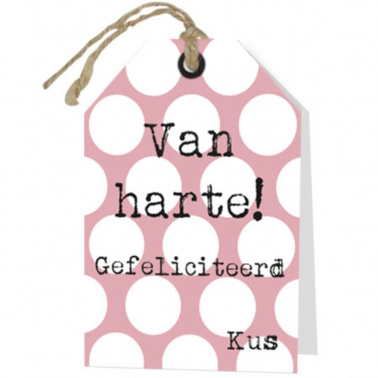 Wenskaart Van harte gefeliciteerd 6 stuks