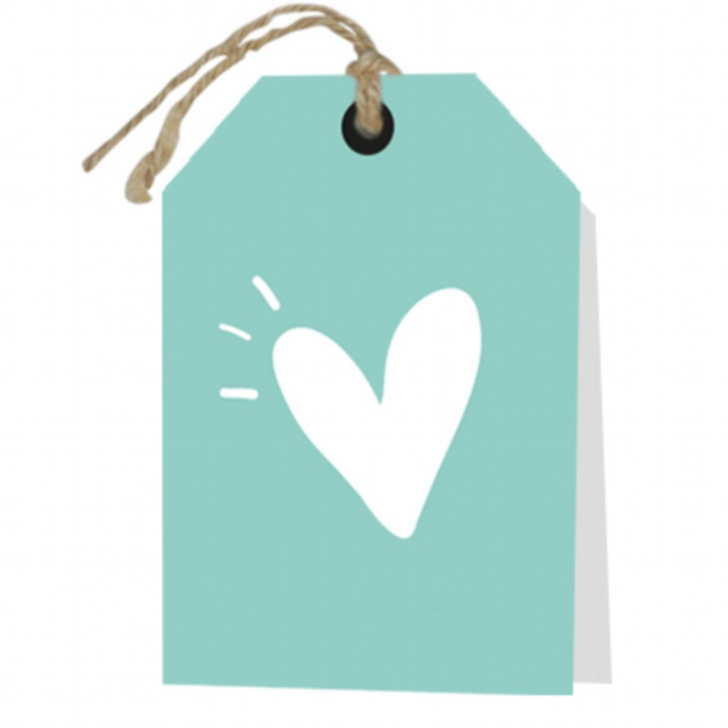 Wenskaart Blanco heart green 6 stuks