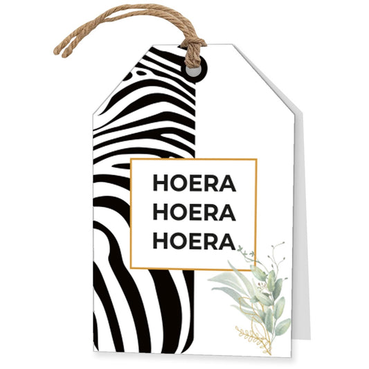 Wenskaart Hoera Hoera Hoera 6 stuks