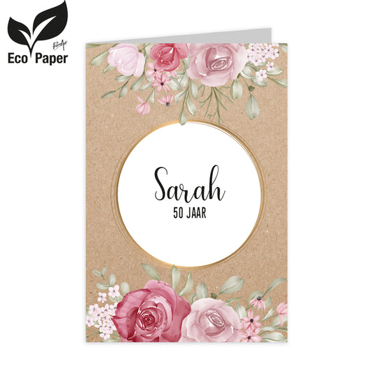 Wenskaart Sarah 50 jaar 6 stuks