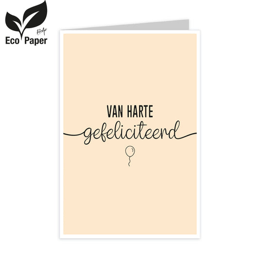 Wenskaart Van harte gefeliciteerd 6 stuks
