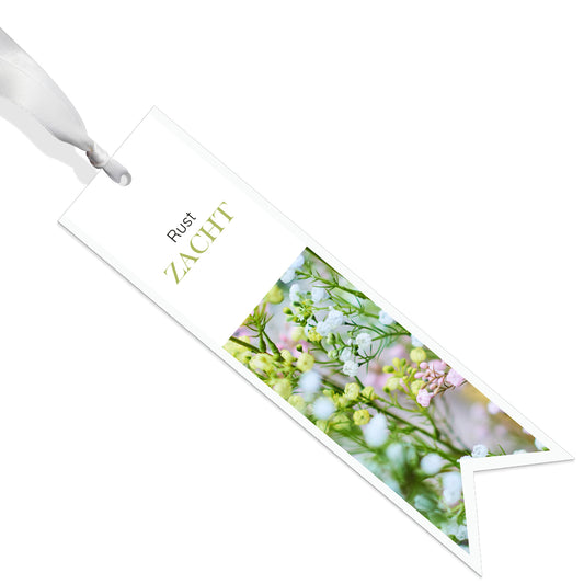 Rouwkaart Yade - Condoleance ribbon - Rust zacht - Pink white yellow gypsophila 12 stuks