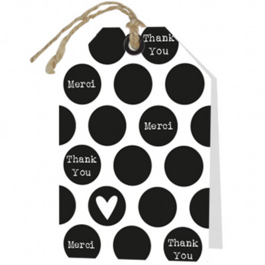 Wenskaart Thank you merci 6 stuks