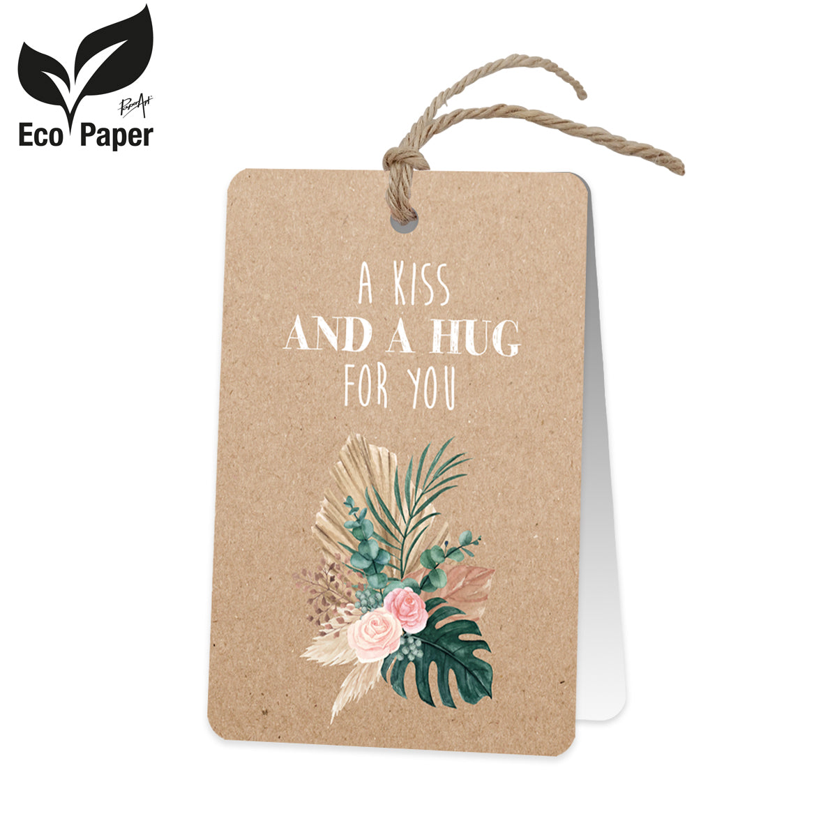 Wenskaart Eco Pure DE - A Kiss and a Hug for you 6 stuks