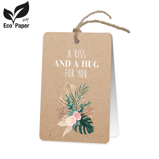 Wenskaart Eco Pure DE - A Kiss and a Hug for you 6 stuks