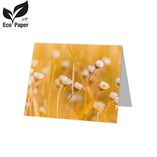 Kadokaart Eco Lumi - Blank White flowers - orange 20 stuks