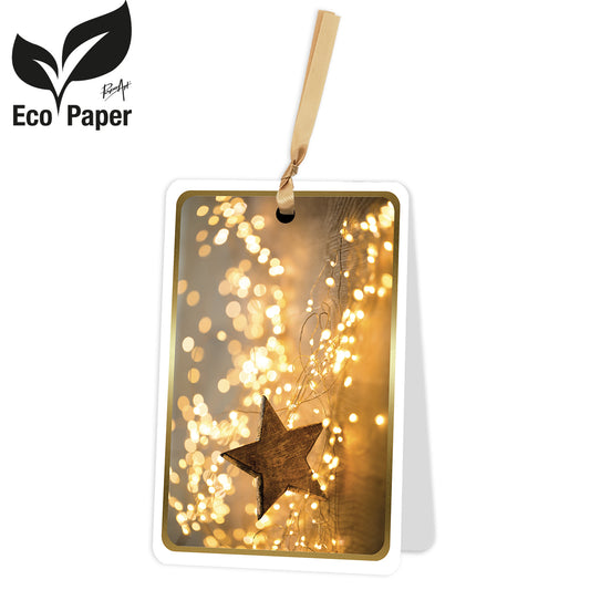Wenskaart Blank Yellow Star 6 stuks