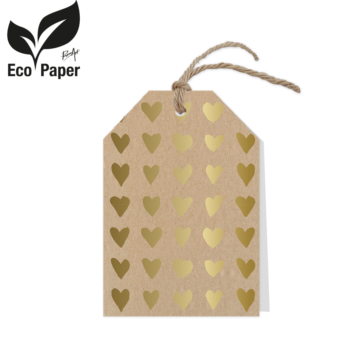 Wenskaart Blank hearts kraft 6 stuks