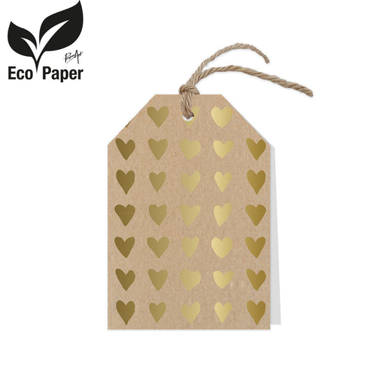 Wenskaart Blank hearts kraft 6 stuks