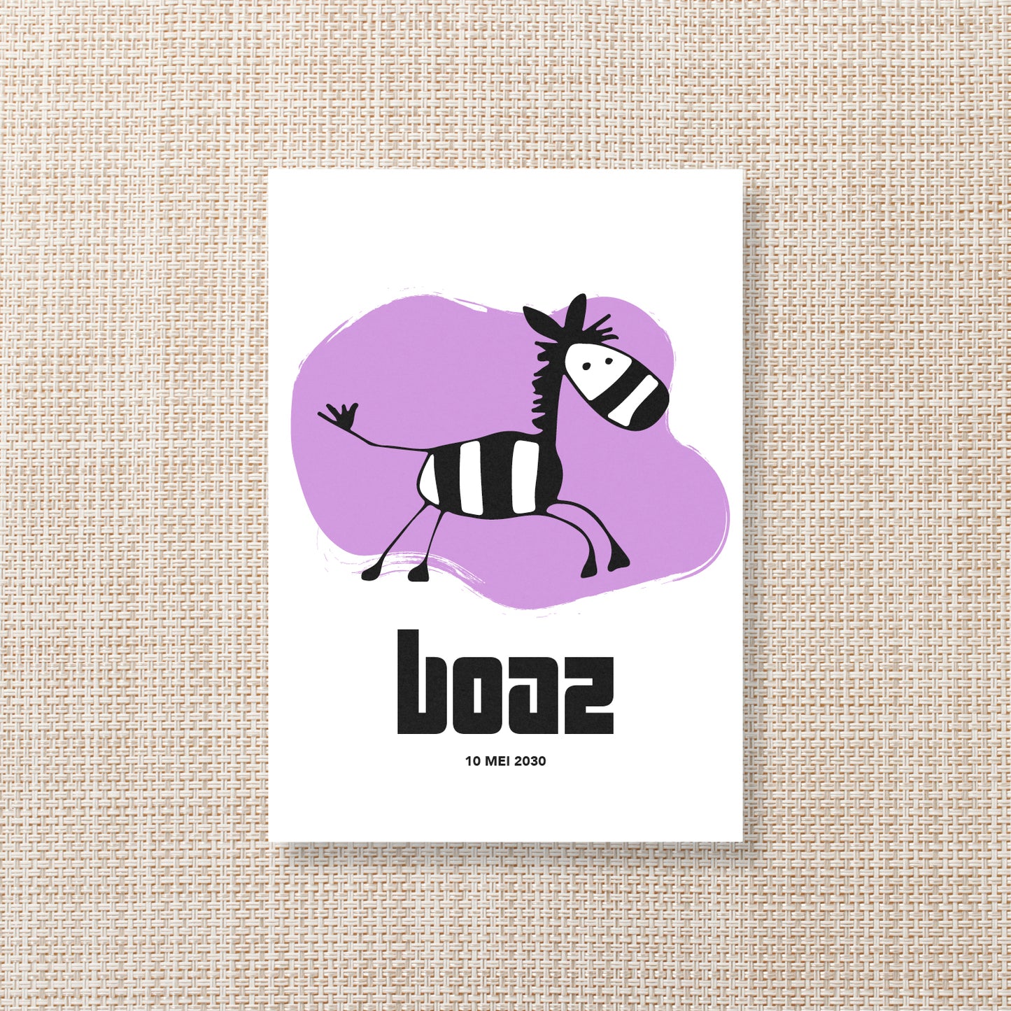 Geburtsanzeige Zebra Lila (personalisiert)