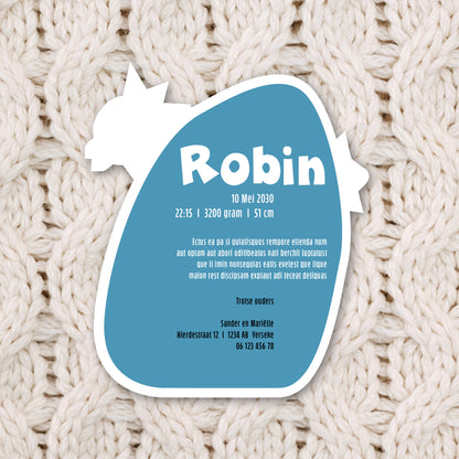 Geboortekaart in contourvorm Fladdervriendjes serie - Robin