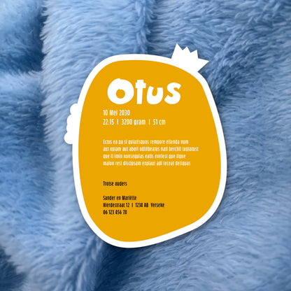 Geboortekaart in contourvorm Fladdervriendjes serie - Otus