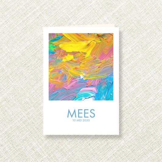 Geboortekaart Kwast & Kleur serie - Mees