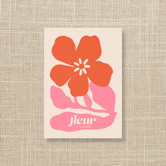 Geboortekaart Bloemenpret serie - Geranium