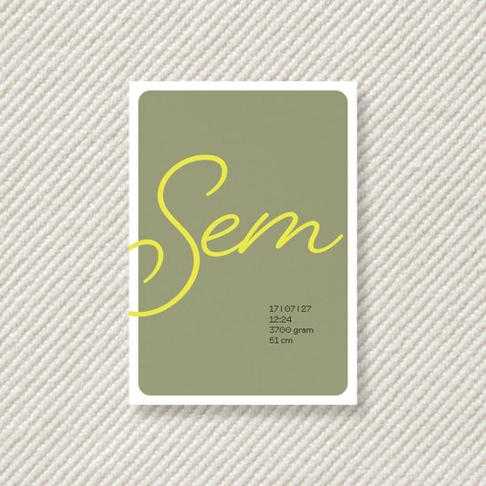 Geboortekaart Eerste Letters serie - Sem