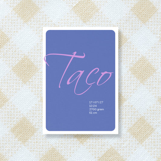 Geboortekaart Eerste Letters serie - Taco