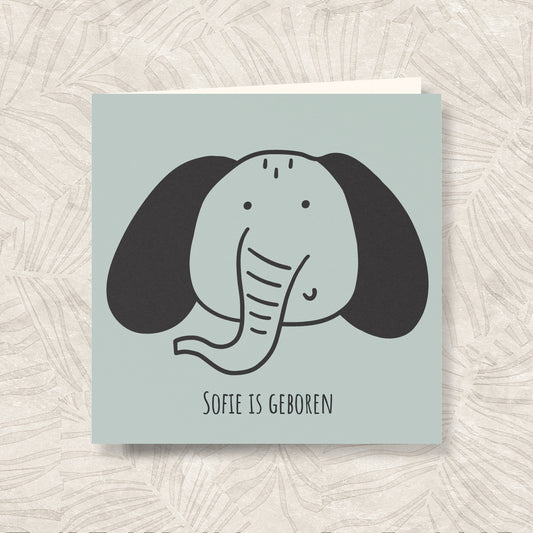 Geboortekaart Kleine Kopjes serie - Olifant