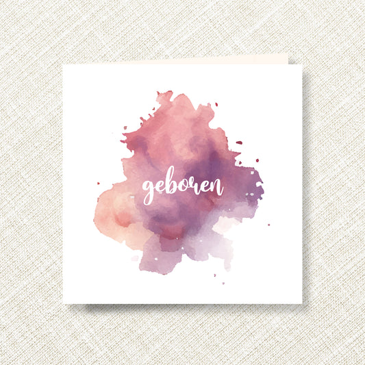 Geboortekaart Aqua Bloom serie - Plum