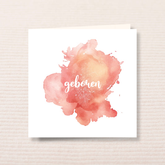 Geboortekaart Aqua Bloom serie - Peach