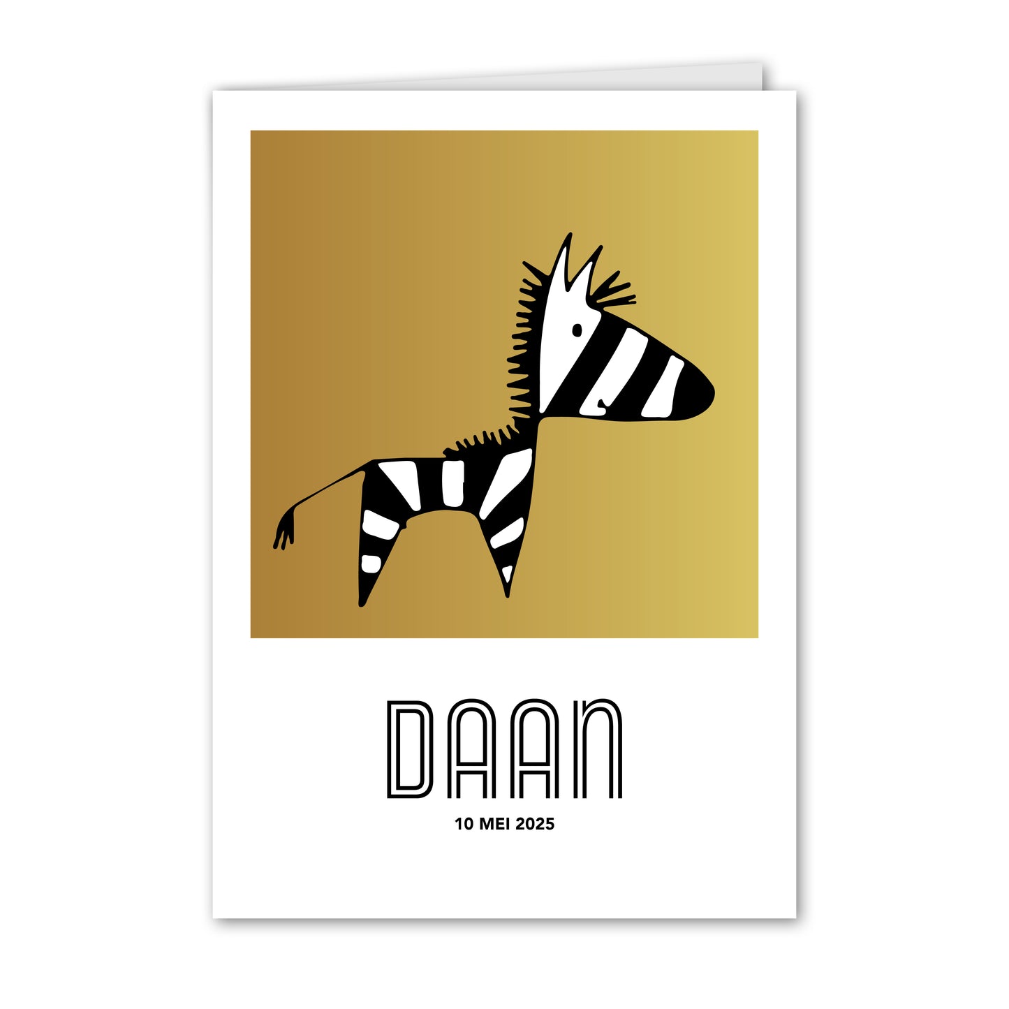 Geboortekaart Zebra Goud (gepersonaliseerd)