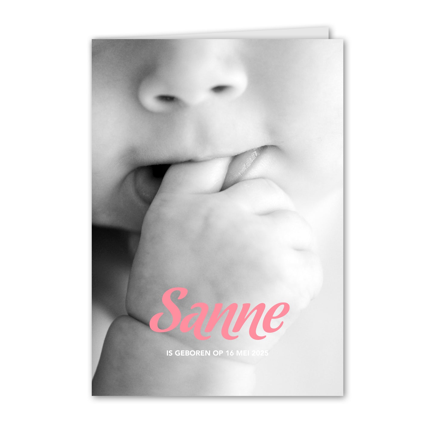 Geboortekaart Baby met Vinger in de Mond (gepersonaliseerd)