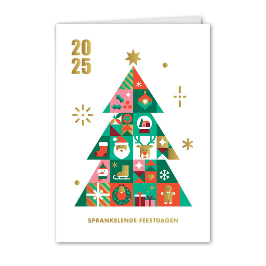 Kerstkaart Kerstboom Goud