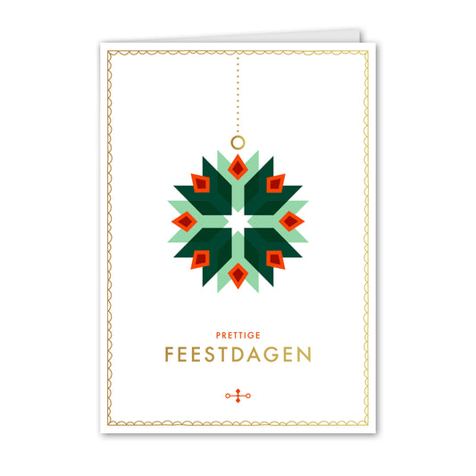 Kerstkaart Kerstkrans Sierlijk Goud