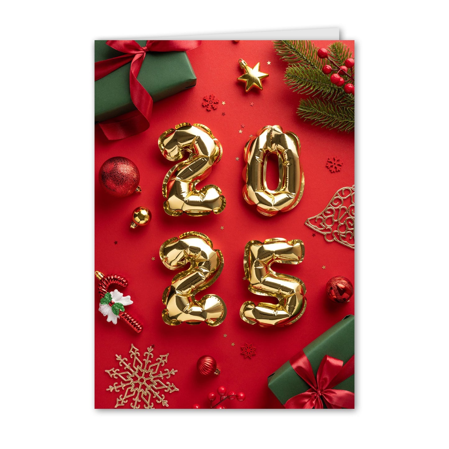 Weihnachtskarte Goldene Luftballons 2025