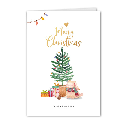 Kerstkaart Konijn Aquarel