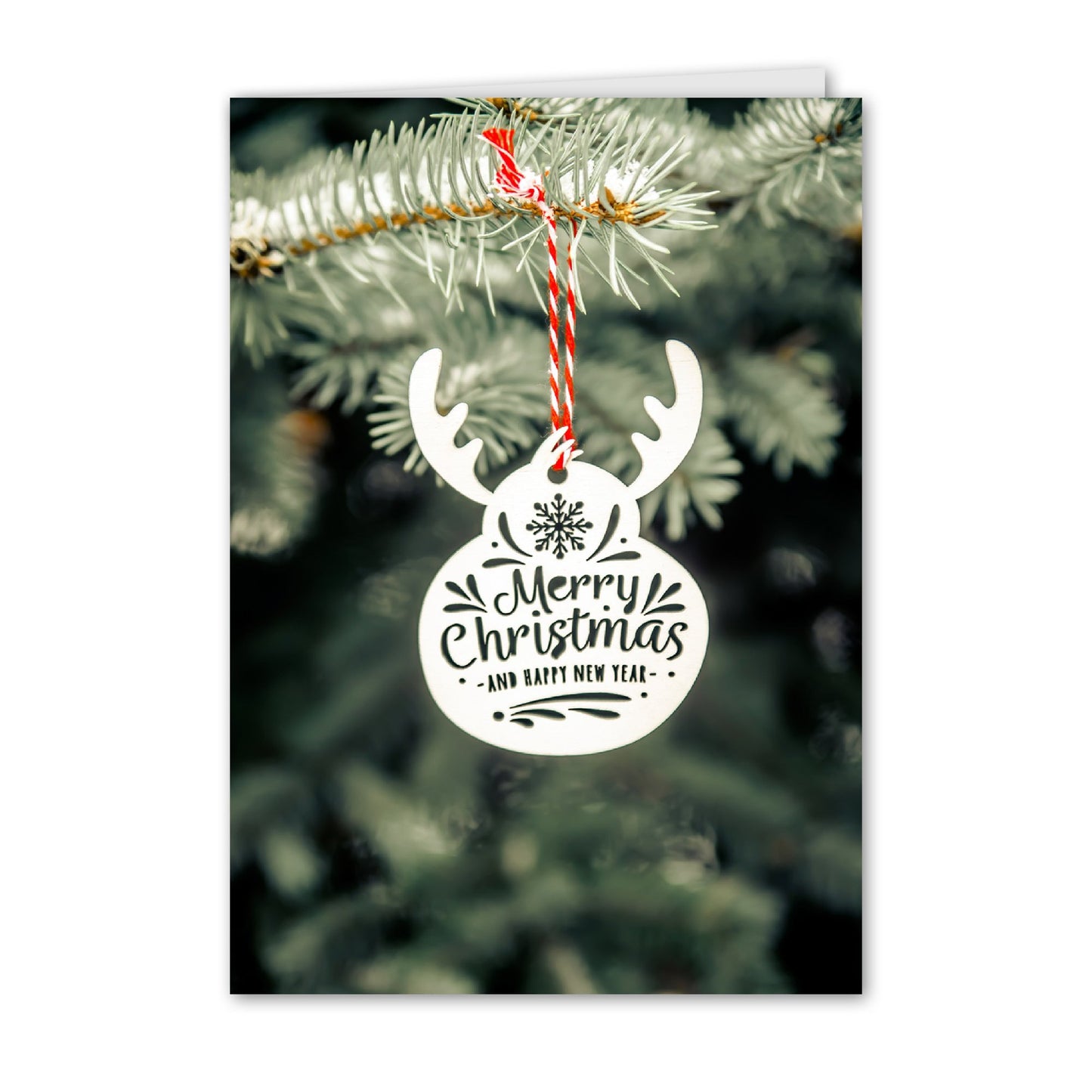 Kerstkaart Decoratie aan Kerstboom
