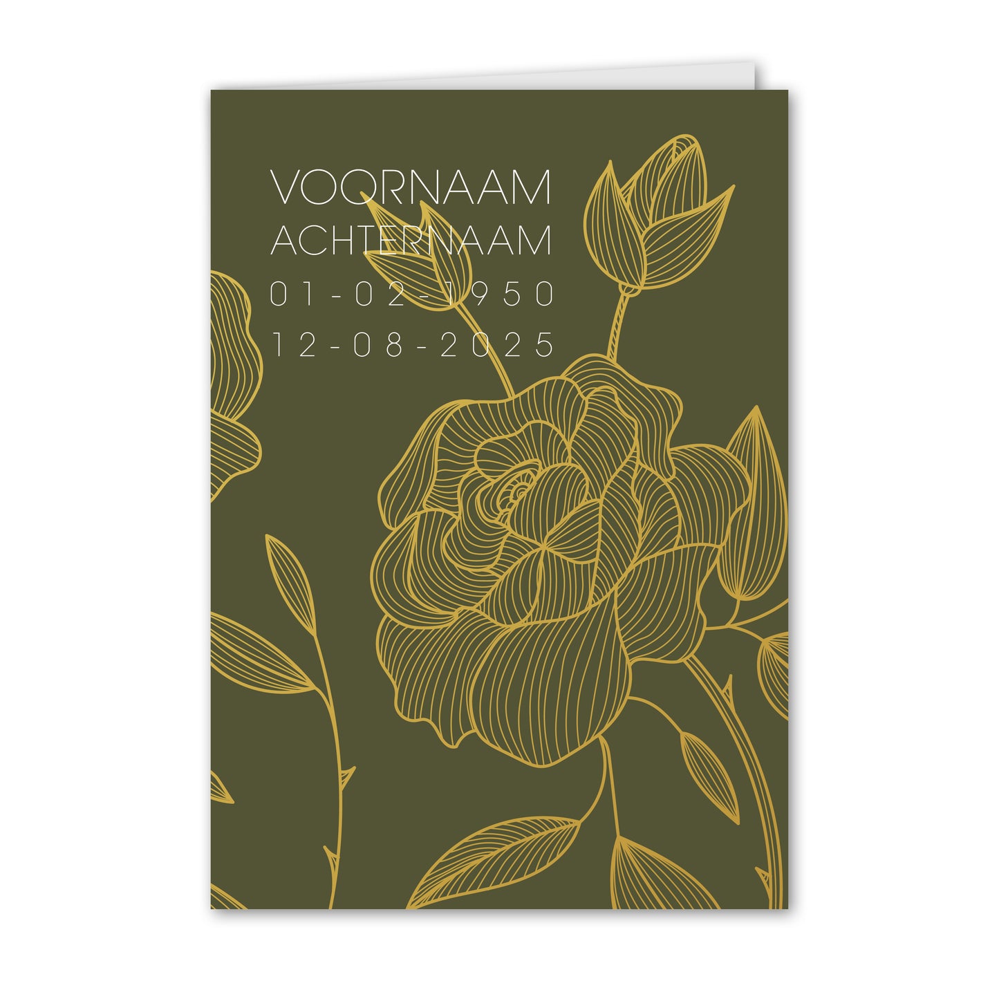 Trauerkarte Blumen Grün Gold (personalisiert)