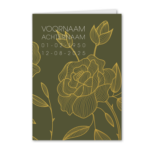 Trauerkarte Blumen Grün Gold (personalisiert)