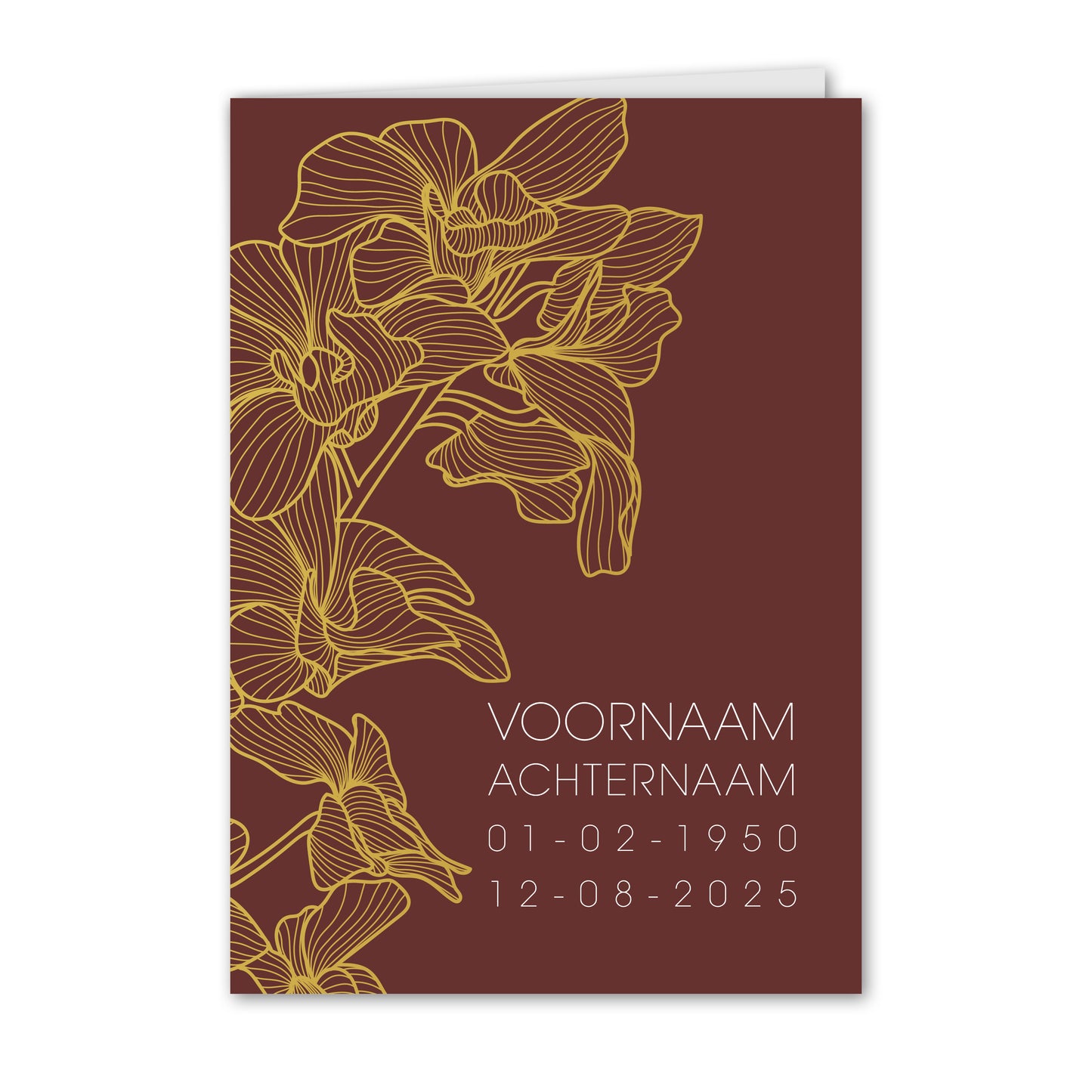 Trauerkarte Blumen Braun Gold (personalisiert)