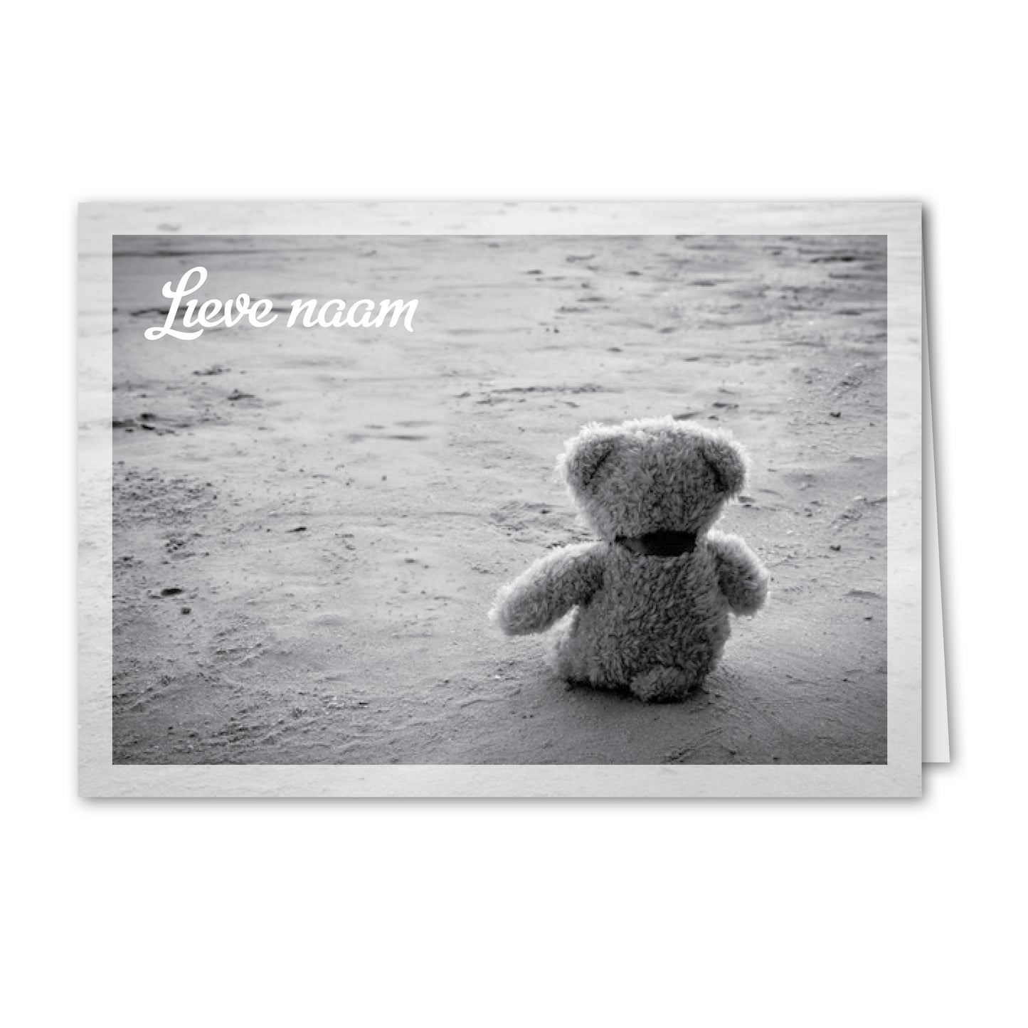 Trauerkarte Teddybär am Strand (personalisiert)