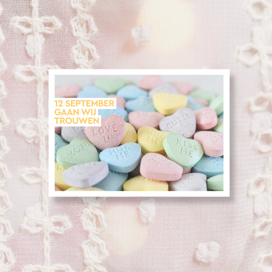 Trouwkaart Zoete Liefde - Snoephartjes