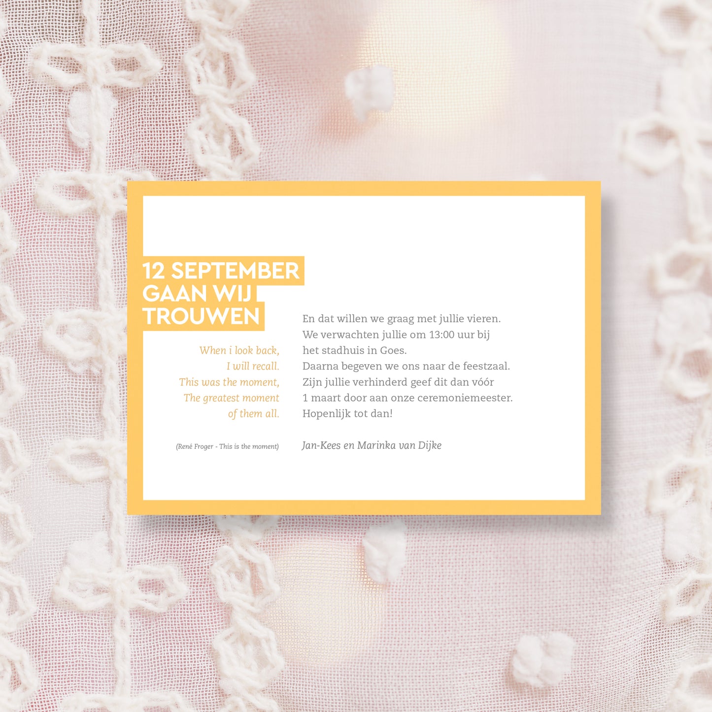 Hochzeitskarte Weiße Blume (personalisiert)