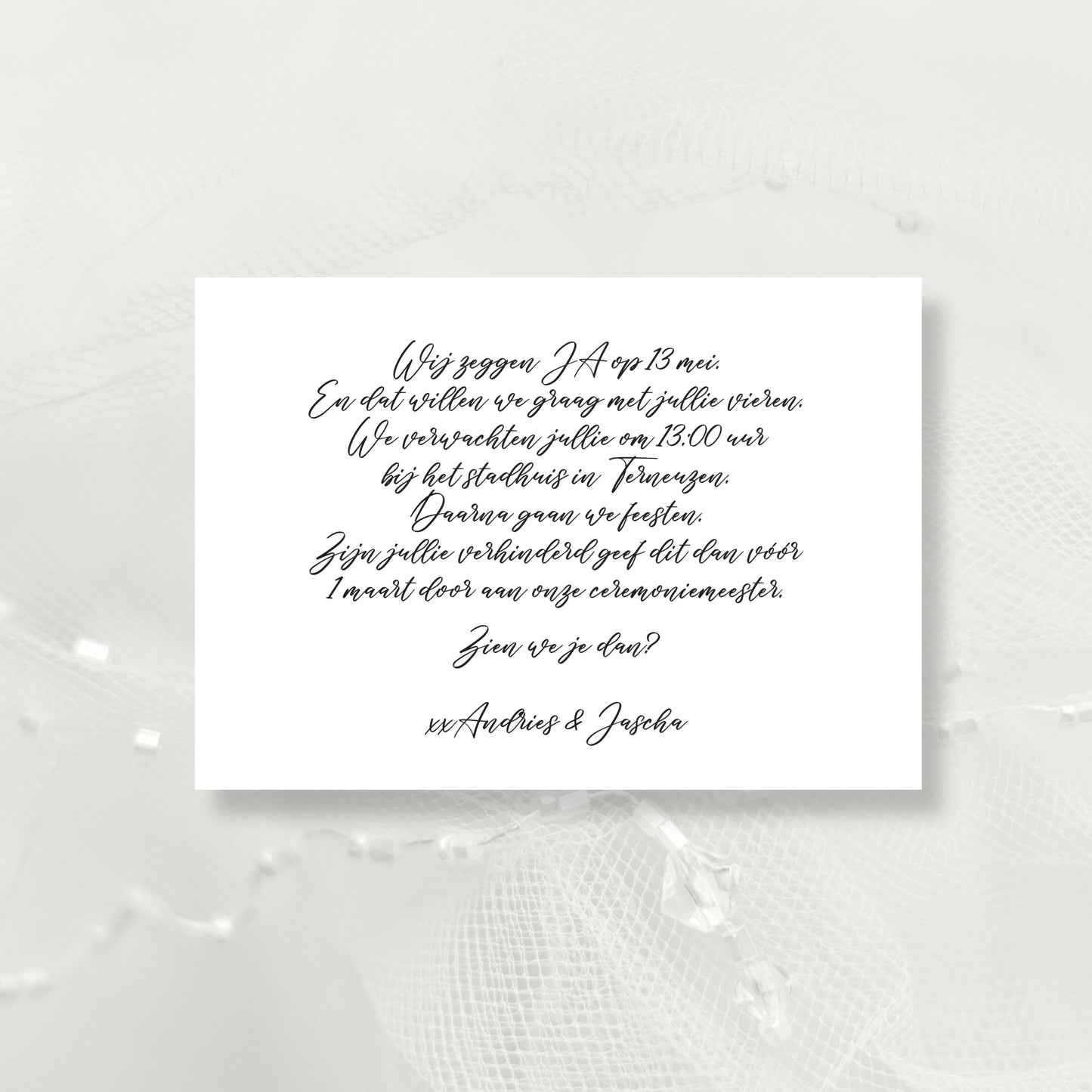 Hochzeitskarte Weiße Blume (personalisiert)