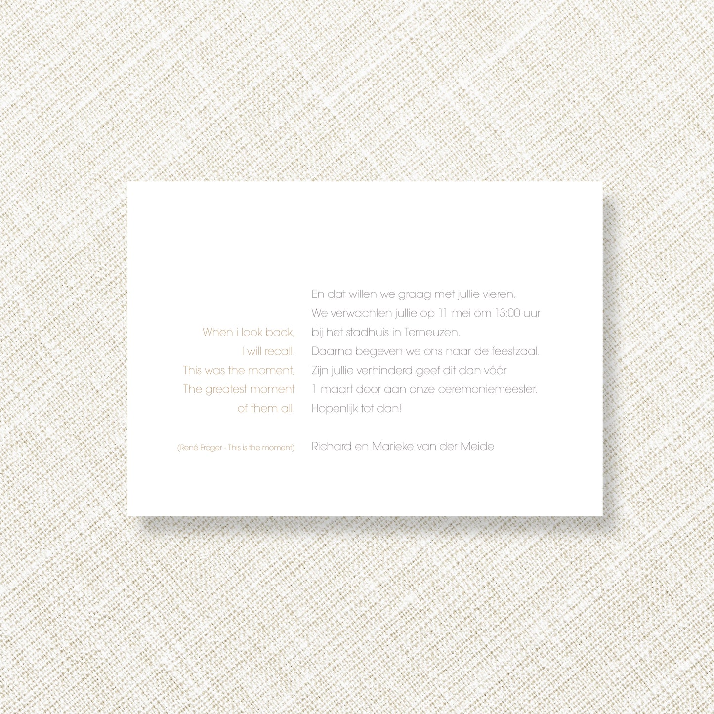 Trouwkaart Painted Elegance - Beige