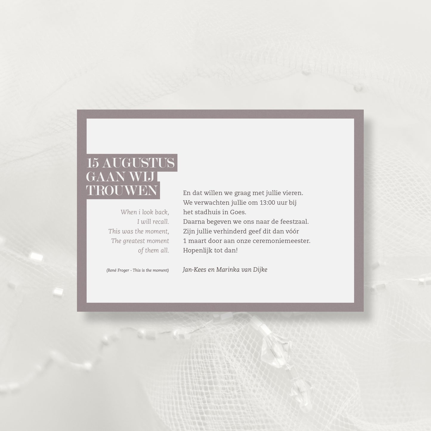 Hochzeitskarte Weiße Blume (personalisiert)
