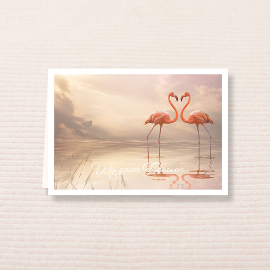Trouwkaart Forever - Flamingo's