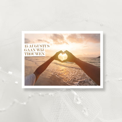 Trouwkaart Onze Handen - Strand